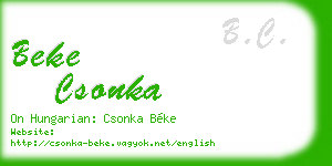 beke csonka business card